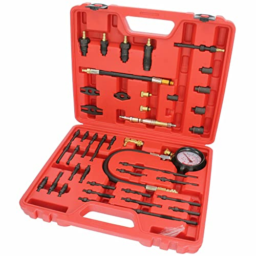 Benzindruckprüfer Set Kompressionstester Druckverlust Prüfer Tester 0-40 bar für Benzin Diesel Motoren Kompressionsprüfer-Satz Kompressionsmesser Testgerät