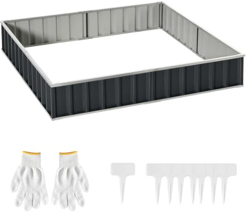 Outsunny Jardín elevado modular sin fondo, huerto elevado de acero galvanizado para plantas y hierbas, 258 x 90 x 30 cm, gris oscuro