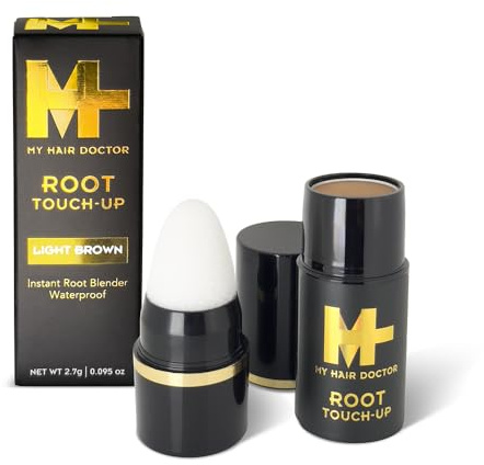 MHD Root Touch Up | Root Touch Up Powder for Colour Touch Up & Root Cover Up | Easy Application for Instant Root Cover Up & Grey Coverage | 2.7g Light Brown