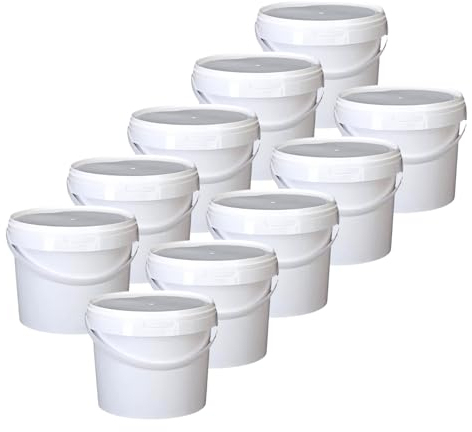 Smart Pack ® Secchio con coperchio 3L | secchio in plastica con manico | Contenitore di stoccaggio | Secchio di vernice vuoto | Ermetico | raccolta dell'uva (10x3.7L)