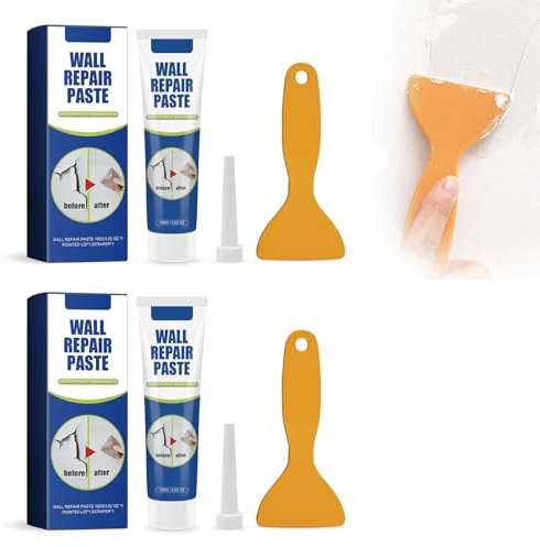 Wall Repair Paste Wandreparatur-Patch-Set, Wandmörtel mit Spachtel, weißer Spachtelmasse zur Reparatur von Wandlöchern und Riss-Schäden, 2 Stück