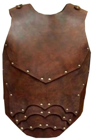 FHUILIJH Grau,XL, Traditionelle Retro Wikinger Krieger Brustrüstung - PU Leder Mittelalterliche Ritterrüstung Weste - Verstellbare Steampunk Niet Brustplatte - für Cosplay Kostümzubehör