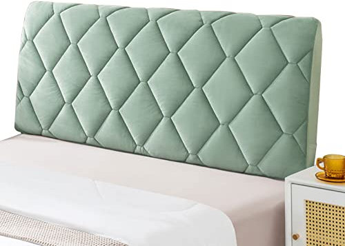 Bett kopfteil bezug Bettkopfteilbezug Stretch-Bettkopfteilbezug Gesteppter Samtkopfteilbezug für Holzlederbettrückenlehne Staubdichter SchutzGrün-170cm