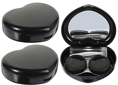 Anneome 3sets Travel Cases Mirror Tweezers Compact Eye Contacts Organizer Box for Women Lens Holder for Halloween