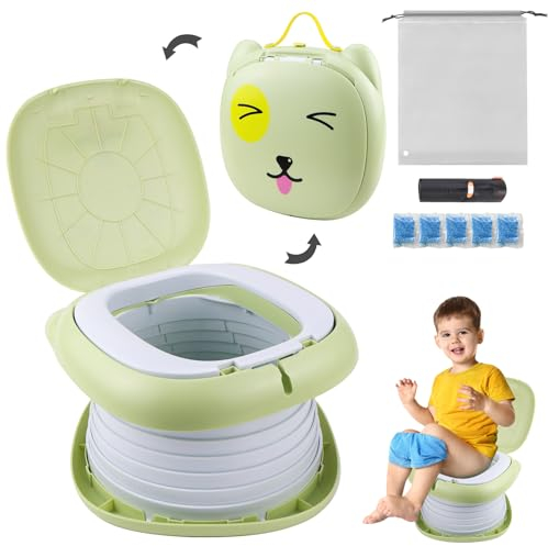 CHRI Töpfchen Falttoilette Kinder Tragbares Klapptoilette für Kinder Faltbar Kindertoilette mit Einweg-Ersatztaschen Autoreise Campin oder Familiengebrauch