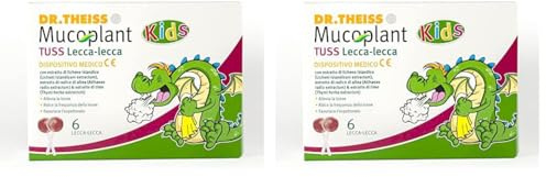 Dr. Thiess Mucoplant Kids Tuss - 6 Lecca Lecca Allevia Tosse Bambini 60 g - Chupa Chupa per Sollievo Mal di Gola e Tosse Secca (Estratto di Lichene Islandico, Altea e Timo) Alternativa allo Sciroppo