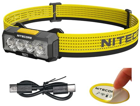 Nitecore NU27 600 Lumens Running Camping Headlamp, USB-C Rechargeable with Warm, Neutral and Cool White Lights, Red Light, Including NitecoreS Sticker (Black)