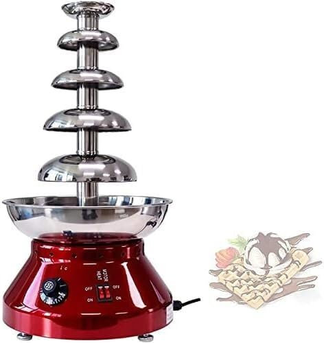 LABLADUO Chocolate Fountain, 5 Tiers Electric Chocolate Fondue Fountain,Stainless Steel Chocolate Melting Heating Machine,7-Pound Large Capacity,Easy to Assemble,for Party Wedding(Rot)