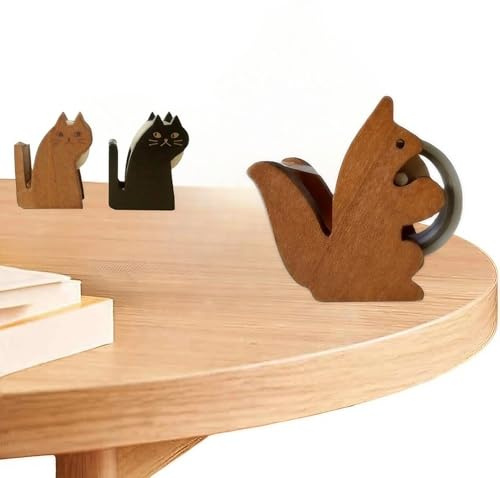 3 Stck Eichhörnchen Klebebandabroller,tesa abroller Katze,klebebandabroller Holz,Rutschfester Klebebandhalter Mit Tiermotiv, Tesafilm Abroller, Klebebandschneider Aus Holz, Für Studenten, Mädchen