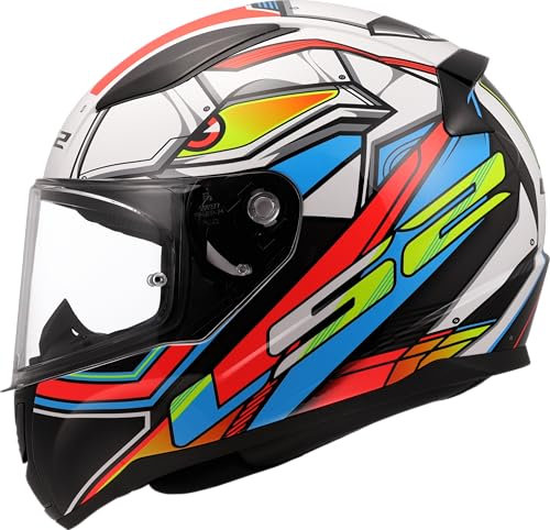LS2, Integraler Motorradhelm RAPID II XDRON Gloss White Neon Orange, 3XL