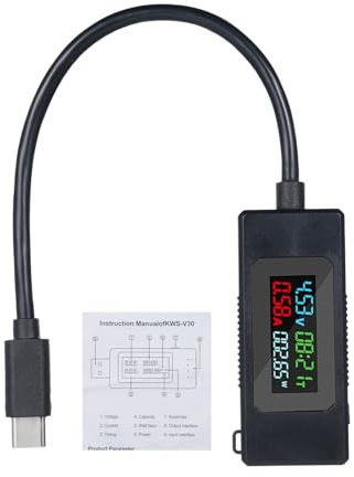 Weytoll USB-C Voltage Tester Meter Type-C Voltage and Current Tester Meter 4-30V 0-6.5A 195W Type-C USB Charger Voltmeter with Color LCD Display1