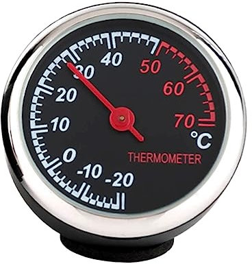 GARVALON Elektronische Auto Uhr Mit Leuchtendem Mechanischem Thermometer Und Hygrometer Rostfreier Metallkern Auto Armaturenbrett Dekoration Nachts Ablesbar Selbstklebend Für Pkw Autoinnenraum