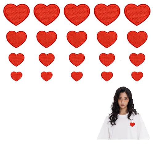 24Pcs Herzen zum Aufbügeln,Herz Patches zum Aufbügeln,Aufnäher zum Aufbügeln,Iron On Bügelbilder Herz Aufnähen Herzförmige Aufnäher Flicken Aufbügelflicken Applikation für Hüte/Jacken/Rucksäcke/Jeans
