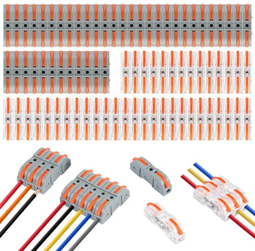 80 Stück Kabelverbinder, Verbindungsklemme mit Betätigungshebel Bilateral Leiter, Kombinierbare Durchgangsverbinder, Kabelklemmen Elektro für Kabel Verbinden