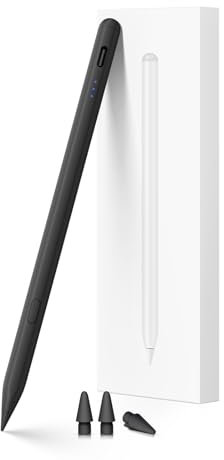 Pencil for iPad (2018-2025), USB-C Fast Charging Stylus Pen, Pixel-Perfect Tilt Sensitivit for Apple iPad 11/10/9/8/7/6/A16, ipad Mini 7/6/5, Air M3/2 11/13/5/4/3, i-Pad Pro M5/4 13/12.9″/11″ Black