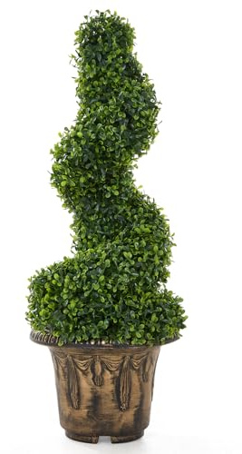 Warmiehomy Künstliche Buchsbaum Spirale Topiary Trees 80cm, Kunstpflanze im Topf für Büro Deko, Künstliche Pflanzen für Wohnzimmer Badezimmer Schlafzimmer Küche Tisch Büro Zimmer Deko