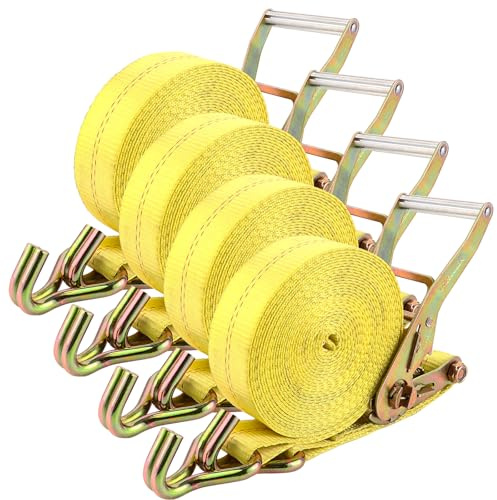 DAJAVE 4 Stück 50mm x 8,5m Spanngurt, 5000 kg Spanngurte mit Ratsche und Haken, Zurrgurt Heavy Duty für Motorräder, Ratschengurt Zurrgurte für Ladungssicherung