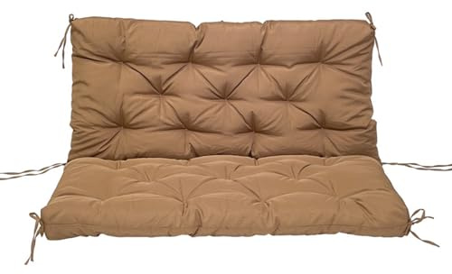 Cojín de balancín de 2 plazas impermeable con respaldo – Cojín de asiento acolchado para jardín, porche, terraza – Cojín de repuesto para muebles de exterior – 120 cm