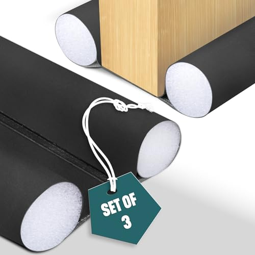 VOUNOT® Lot de 3 Boudins de Porte Isolants 96cm Découpables Bas de Porte Coupe-Froid Anti Courant d’air Isolation Phonique Anti Bruit Joint Universel pour Entrée et Maison Noir