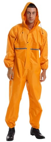 Raenseen Uomo Tuta Impermeabile Tuta Antipioggia Impermeabile Giacca Pioggia Riflettente Da Lavoro Con Cerniera Maniche Lunghe Cappuccio Abbigliamento Da Lavoro