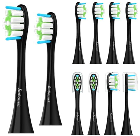 Spazzole di ricambio compatibili con spazzolino elettrico Oclean, testine per spazzolino elettrico sonico, rimuovere la placca dentale, spazzole Dupont, setole morbide, nere, 10 pezzi
