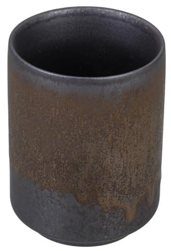 NOLITOY Retro Gilded Tea Cup: Rustic Coarse Pottery Coffee Mug Vintage Stoneware Water Beaker with Iron Rust Glaze for Kung Fu Tea, Latte & Matcha Handcrafted Feel (Dark Brown)