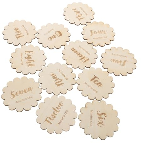 VANZACK Teiliges Set Meilensteinkarten Holz Monatsübersicht für Neugeborene Geburtstags und Wachstumserinnerung Unisex Design für Fotoaufnahmen und Erinnerungsaufzeichnung