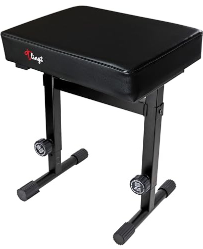 Tlingt Keyboard Bench, High-Density Piano Bench with Extra-Thick Padded Seat, Adjustable 7-Level Locking Height (18-23), Musician Grade Keyboard Stool for Long Session Comfort/Black