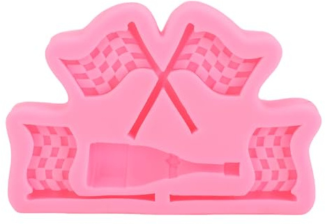 NOENNULL Racing Car Flag Moule en silicone pour décoration de gâteaux, chocolats, bonbons, pâtisserie avec décoration de gâteau à thème pour anniversaire, artisanat en argile