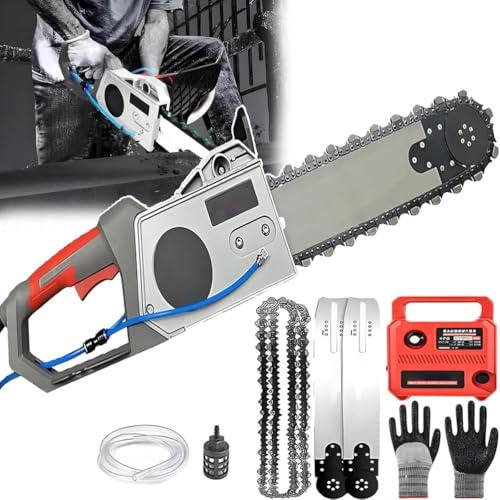 TPTAWF Motosierra eléctrica con Cable de 5800W/6500W, Sierra de Cadena Doble para concreto/Meta, Motor con escobillas de 0-6000RPM, para Porcelana, concreto, Piedra,35cm