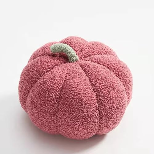 Kürbis Kissen, Halloween Pumpkin Pillow, Herbst Deko Kürbis, Weiche PlüschKissen Füllung, Kürbisform Zierkissen, Kürbiskissen Dekokissen für Sofa & Bett,Lila-Rosa,30CM