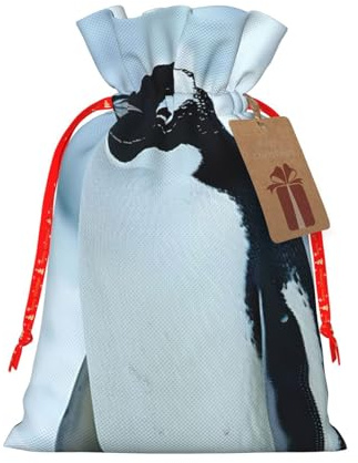 Bolsas de regalo con cordón de Navidad con estampado de pingüino, saco festivo de Navidad, fiesta de cumpleaños, embalaje de regalo