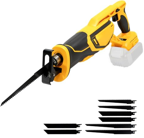 Scie alternative compatible avec batterie DeWalt 20V Max, scie électrique sans balais à 3000 tr/min avec 8 lames de scie alternative, pour la coupe de métal, bois, plastique, coupe d'arbres