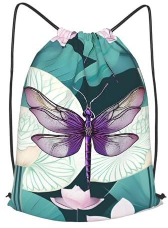 Premium dragsko simväska trollslända lotustryck skolväskor personlig sport gymväska för resa skola yoga 36 x 42 cm