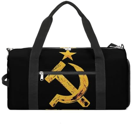 Borsa da palestra con bandiera sovietica russa martello e falce borsone sportivo borsone da viaggio per allenamento