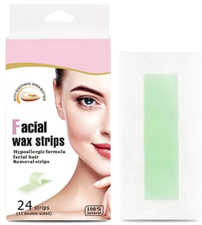 Facial Wax Strips - 24PCS Cold Wax Strips For Face, Hair Removal Waxing | Strip For Men Women, Cold Waxes Strip Facial Hair Removal, Waxing Stripe For Face, Brows, Body, Legs