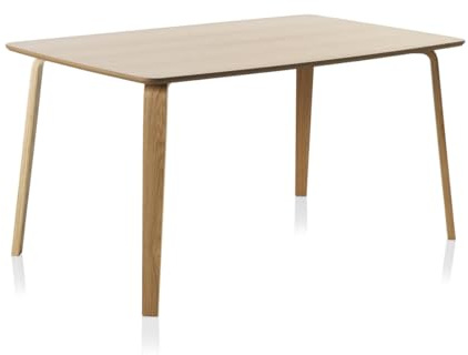 GEESEHOME - Mesa de Comedor de DM con Patas de Contrachapado de Roble, Diseño Nórdico, Color Natural con Acabado Mate, 150x90 cm para 6 Personas, para Salón o Comedor