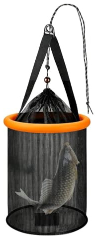 Qzdtue Cesto Pesca Galleggiante,Cesta a Rete Pieghevole Rinforzata - Organizer Secchio Pesca,Per In Acqua E Salata, Trota, Luccio, Gambero, Barca, Surf, Stagno, Fiume, Lago