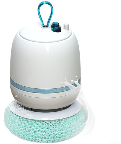 Bola de detergente alimentada por USB para lavavajillas, generación de espuma para fibra de panal, limpieza de 360 grados, motor de 205 rpm, uso inalámbrico, 10 x 10 x 16 cm, silicona (techo)