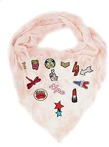 158 Damen Dreieckstuch Schal leichtes Frühlings Tuch in sanften Pastell Farben Batik Verlauf mit Stickern Patches von Zwillingsherz Rosa