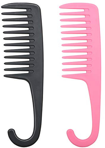TRIXES Confezione da 2 pettini per capelli per doccia, a denti larghi, perfetti per districare i capelli lunghi, bagnati o ricci