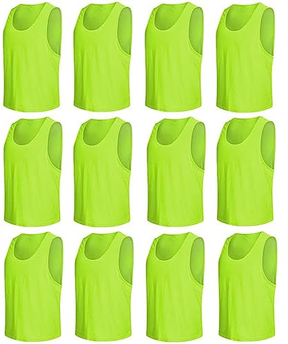 Senston 12 Stück Leibchen Trainingsleibchen für Fußball Basketball Training | 100% Polyester, Atmungsaktiv, Leicht & Langlebig, Leuchtende Farben, Bewegungsfreiheit, Für Fußball Basketball