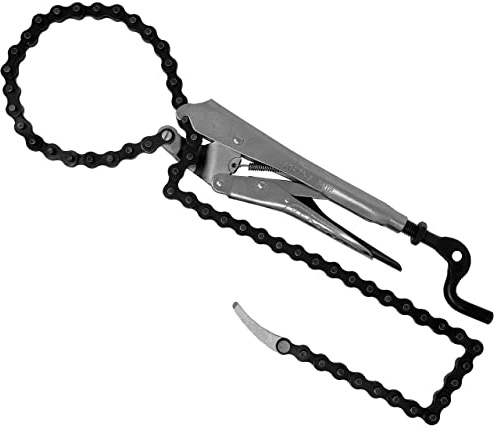 Strong Hand Tools - VAL-PFC1024, alicates de cadena de bloqueo, cadena extraíble de 24 pulgadas, soporta tubos de hasta 6.5 pulgadas de diámetro, mango único de manivela fácil de abrir, gatillo de