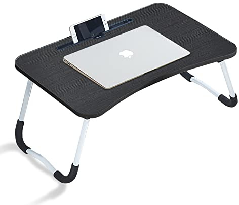 CLIPOP Laptop Bed Table,Portable Lap Desk Bed Tray Laptop with Foldable Legs Folding Breakfast Serving Coffee Tray Notebook Stand Reading Holder for Couch Sofa Floor Kids (Black)