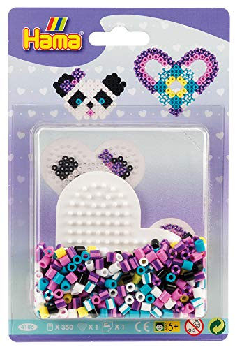 Hama Perlen 4186 Kleines Set Herz mit ca. 350 bunten Midi Bügelperlen mit Durchmesser 5 mm, Stiftplatte, inkl. Bügelpapier, kreativer Bastelspaß für Groß und Klein