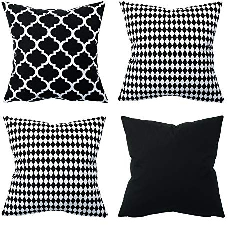 Amilian 4er-Set Dekokissen 40 x 40 cm mit Füllung und Bezug – Zierkissen Sofakissen aus 100% Baumwolle – Wohnzimmer, Schlafzimmer, Couch Deko – Set 13