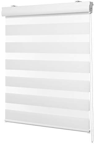 Ventanara® Doppelrollo Weiss mit Kassette Weiss Matt Duorollo Rollo Rolljalousie viele Größen (120 x 220 cm, Weiss/Kassette Weiss Matt)