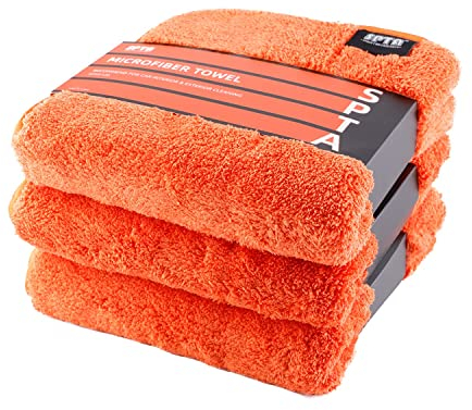 SPTA 3tlg Mikrofasertücher, 1200GSM Mikrofaser-Reinigungstücher, zum Schutz der Lackoberfläche, Starke Wasseraufnahme und Lackfreundlichkeit, verwendet für die professionelle Autopflege