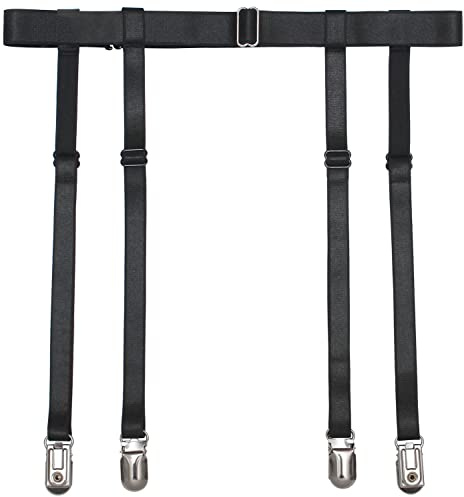 IMOMOTO Black Womens Suspender Garter Belt for Thigh High Socks Stockings Boots Plus Size, Black, 4 Straps Duck Clips, One Size