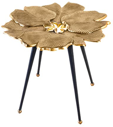 Beistelltisch GINKGO LEAFS - 60cm - Metall - gold Handmade handgefertigt | Couchtisch, stabile Konstruktion, Blatt-Design, Eyecatcher, Handarbeit